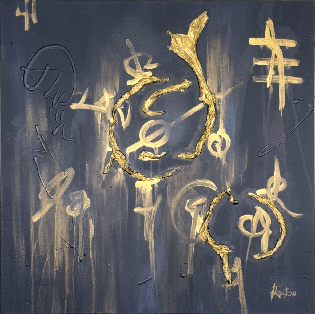 Incarnation of Lilith, from Son of Lilith: gold symbols in relief on a black ground