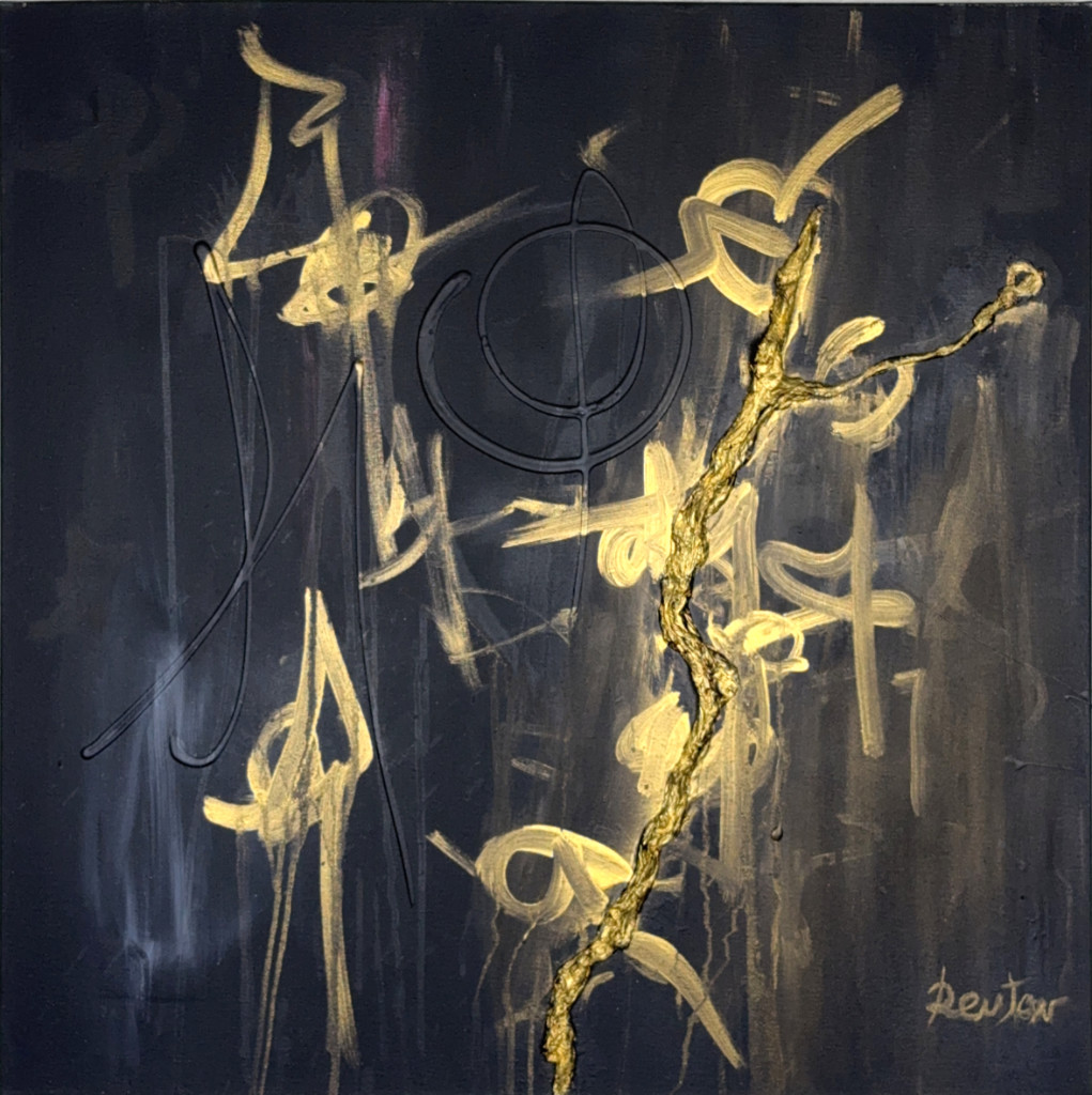 The Ascent, from Son of Lilith: gold symbols in relief on a black ground
